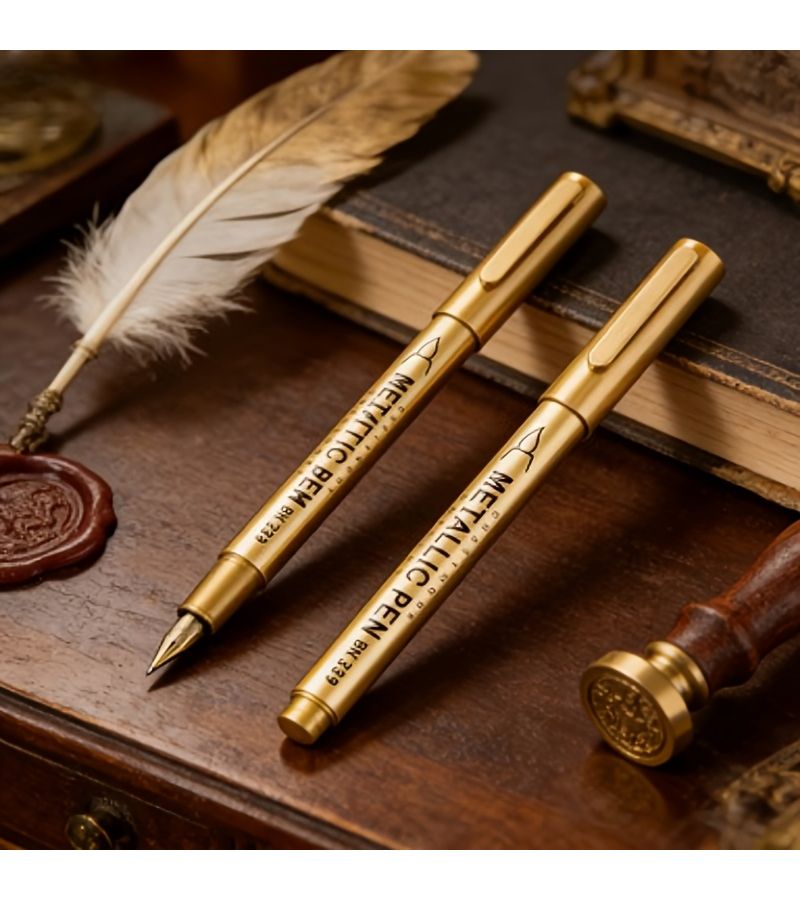 2Pcs Golden And Silvery Dual Color Permanent Markers Waterproof For Stone Glass Metal Art Crafts - Image 5