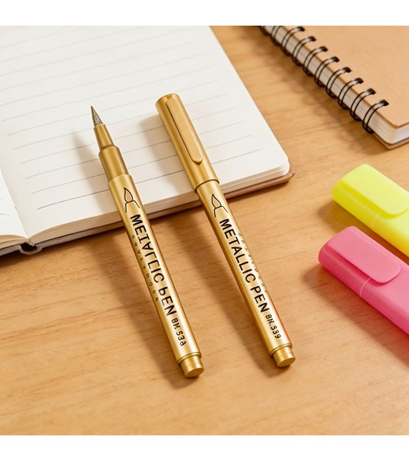 2Pcs Golden And Silvery Dual Color Permanent Markers Waterproof For Stone Glass Metal Art Crafts - Image 2