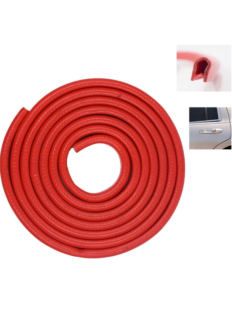 33Ft (10M) Meter Car Door Edge Guards U Shape Trim Rubber Seal Protector Rubber Car Door Protector Anti Collision Rubber Clips Fit For Car Door Red - Image 2