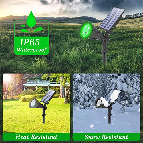 T-SUN Green Solar Spotlights, Green Solar Lights Outdoor, Auto-ON/Off 180°Angle Adjustable Solar Lights for Tree, Patio, Yard, Garden, Driveway, Pool Area (Green-2pack) - Image 4