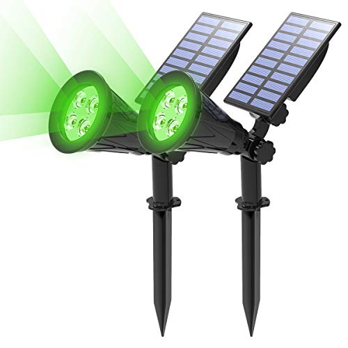 T-SUN Green Solar Spotlights, Green Solar Lights Outdoor, Auto-ON/Off 180°Angle Adjustable Solar Lights for Tree, Patio, Yard, Garden, Driveway, Pool Area (Green-2pack) - Image 1