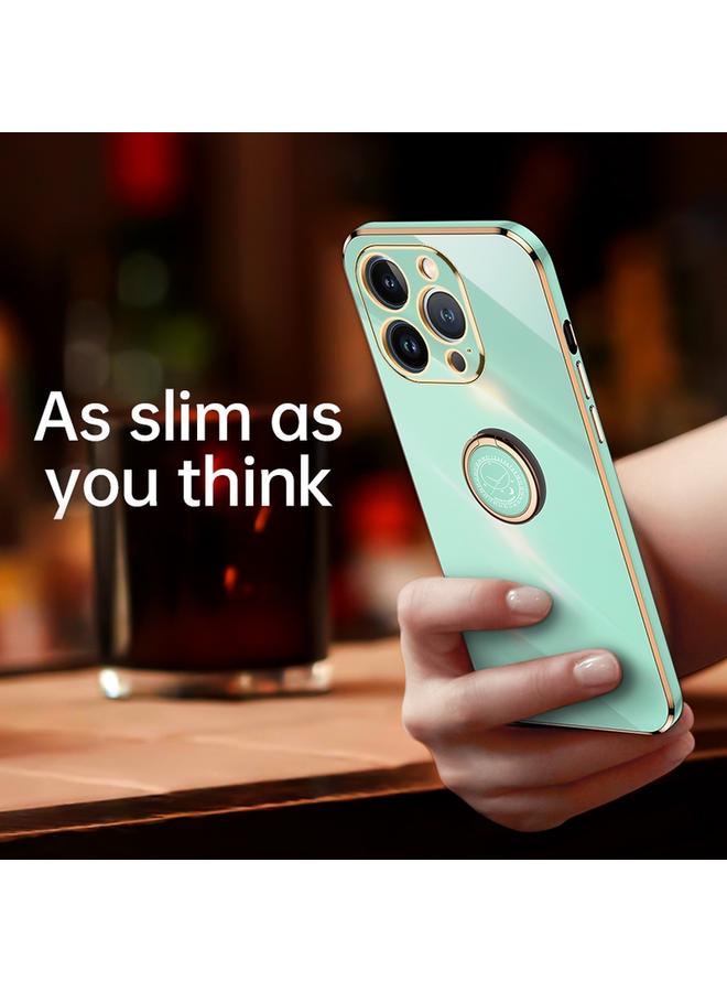 S-TOP Case For iPhone 13 Pro Max XINLI Straight Edge 6D Electroplate TPU Phone Case with Ring Holder - Image 2