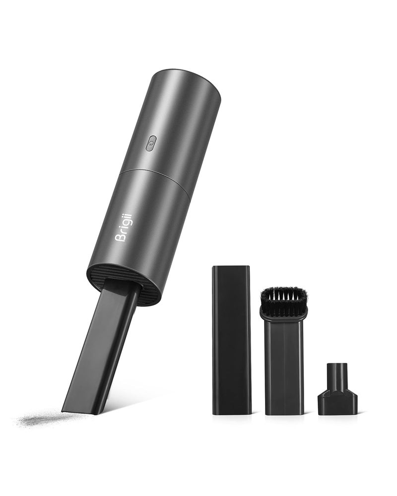 Brigii مكنسة كهربائية صغيرة من بريجي مكنسة يدوية خفيفة الوزن بدون سلك قابلة لإعادة الشحن عبر USB منفاخ وغسالة 2 في 1 سهلة التنظيف لسطح المكتب لوحة المفاتيح درج السيارة والفراغات الأخرى المساحات الصغيرة Y120