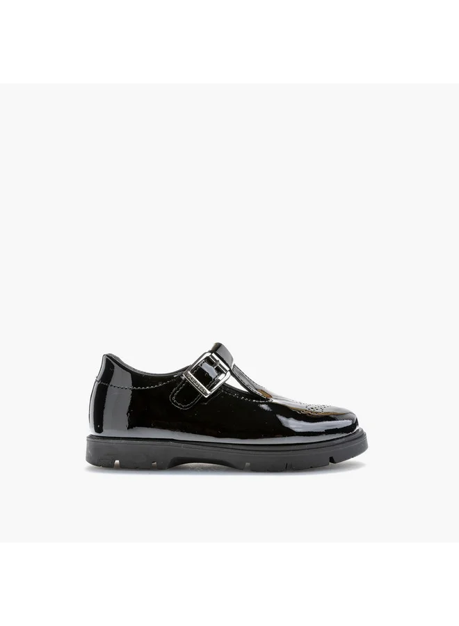 بابلوسكي Girls' Perforated School Shoes with Buckle  Closure - 360119-Y