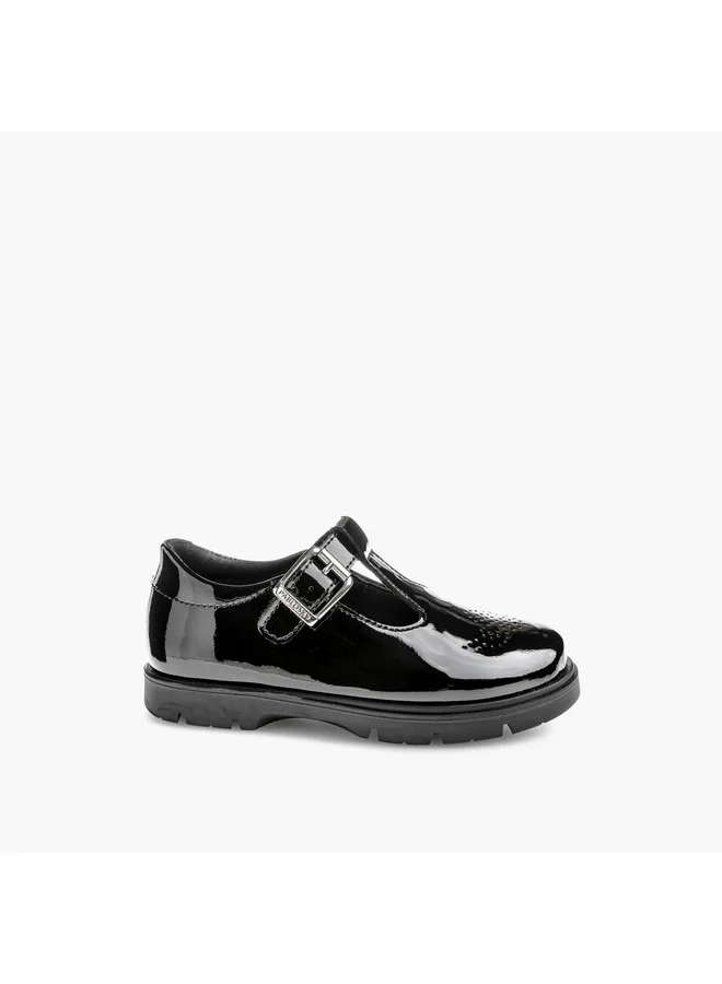 بابلوسكي Girls' Perforated School Shoes with Buckle  Closure - 360119-Y
