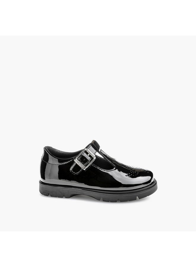 Pablosky Girls' Perforated School Shoes with Buckle  Closure - 360119-Y  - Image 1