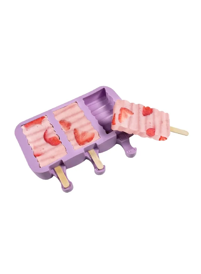 Felli 3-Piece Easy Release Food Safe Popsicle Mould Purple 19.5 x 2.5cm Y1K160037
