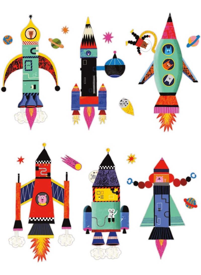 Mudpuppy Rocket Ships Magnetic Build-It Game â€“ Magnetic Toys for Ages 4+, Fun & Compact Travel Activity for Kids, Includes 60+ Magnets and Durable Storage Tin - Image 3