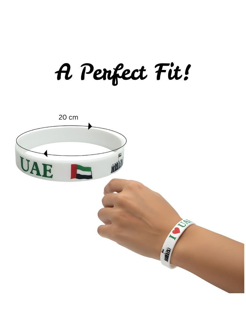 أساور معصم من السيليكون للاحتفال بالإمارات العربية المتحدة - أساور مطاطية للاحتفالات والمناسبات والمهرجانات - أساور معصم متينة ومريحة للأطفال والكبار وجميع الأعمار - هدايا وهدايا تذكارية للحفلات - Image 4