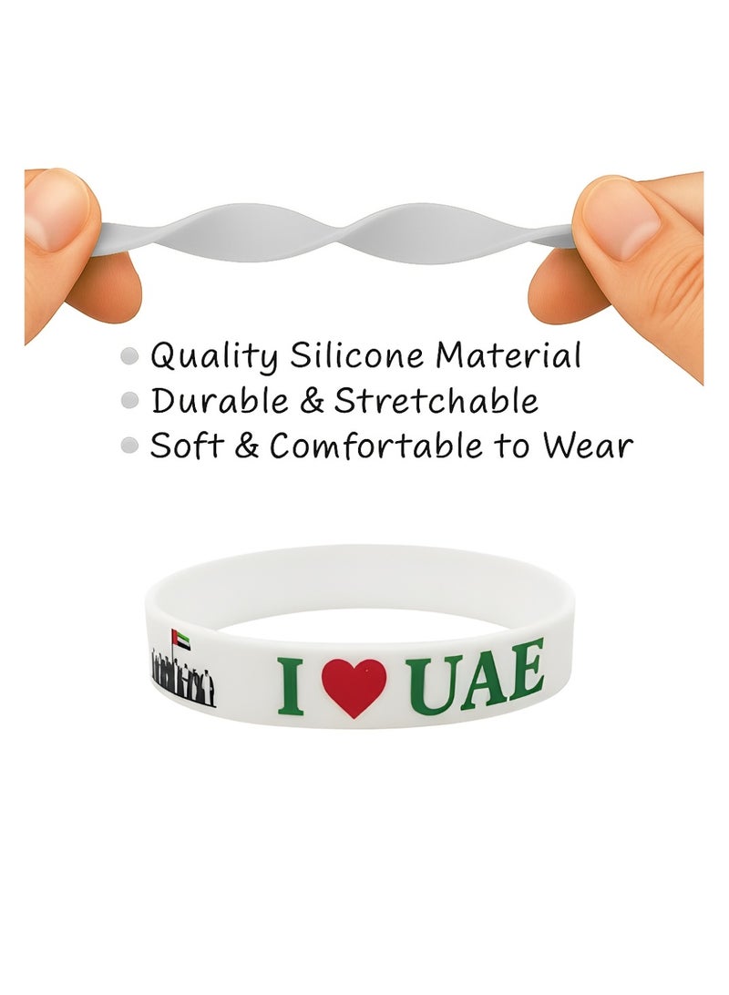 أساور معصم من السيليكون للاحتفال بالإمارات العربية المتحدة - أساور مطاطية للاحتفالات والمناسبات والمهرجانات - أساور معصم متينة ومريحة للأطفال والكبار وجميع الأعمار - هدايا وهدايا تذكارية للحفلات - Image 3