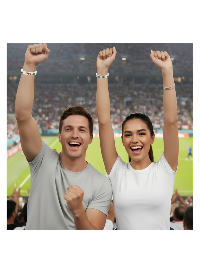 أساور معصم من السيليكون للاحتفال بالإمارات العربية المتحدة - أساور مطاطية للاحتفالات والمناسبات والمهرجانات - أساور معصم متينة ومريحة للأطفال والكبار وجميع الأعمار - هدايا وهدايا تذكارية للحفلات - Image 2