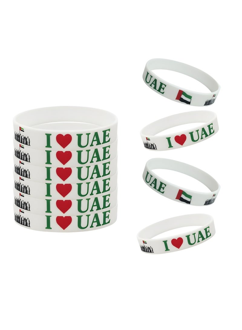 أساور معصم من السيليكون للاحتفال بالإمارات العربية المتحدة - أساور مطاطية للاحتفالات والمناسبات والمهرجانات - أساور معصم متينة ومريحة للأطفال والكبار وجميع الأعمار - هدايا وهدايا تذكارية للحفلات - Image 1