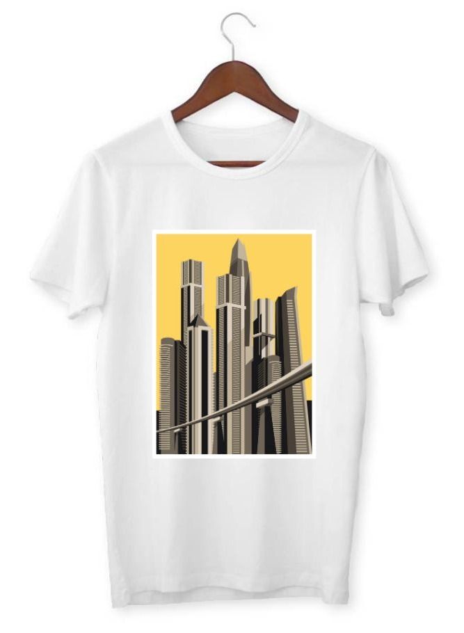 لاود يونيفيرس تي شيرت رجالي مطبوع السماء صفراء