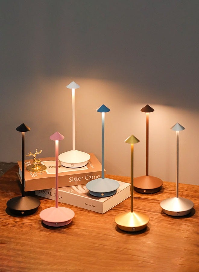 Hanayo LED Rechargeable Table Lamp Simple Aluminum Creative Mushroom Night Light Restaurant Table Light Bedside Atmosphere Light Decorative Lamp(Black) - Image 2