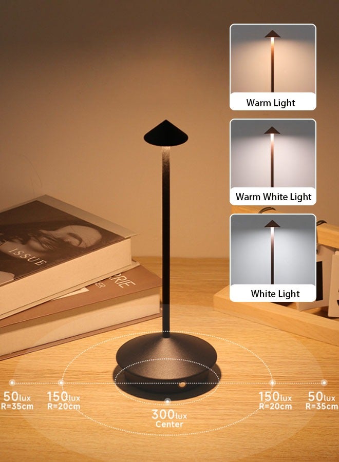 Hanayo LED Rechargeable Table Lamp Simple Aluminum Creative Mushroom Night Light Restaurant Table Light Bedside Atmosphere Light Decorative Lamp(Black) - Image 5