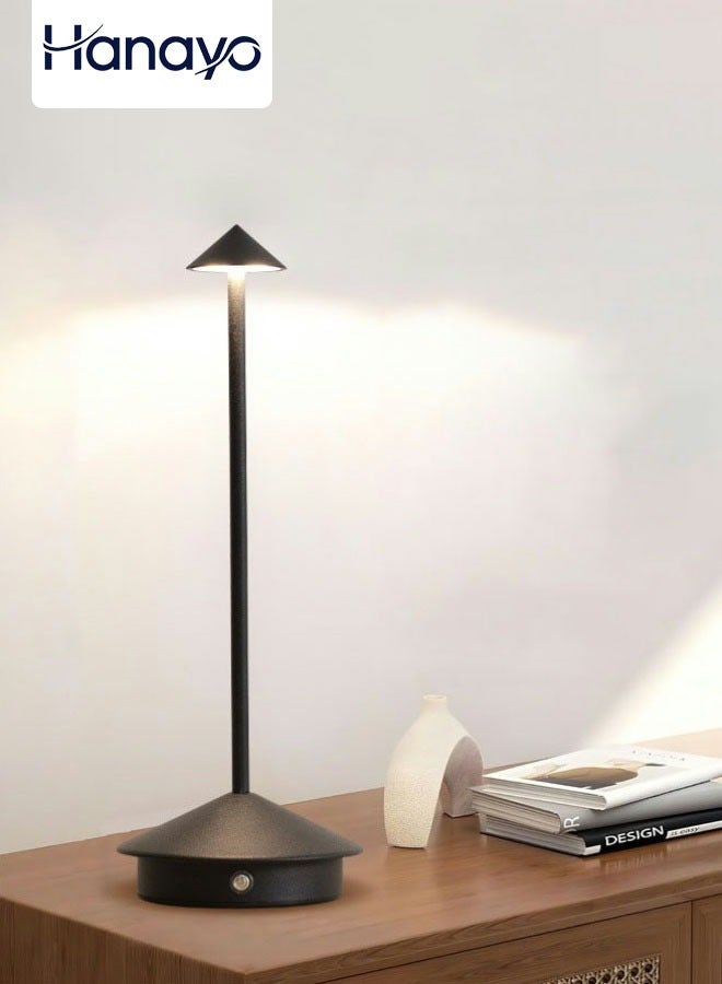 Hanayo LED Rechargeable Table Lamp Simple Aluminum Creative Mushroom Night Light Restaurant Table Light Bedside Atmosphere Light Decorative Lamp(Black) - Image 1