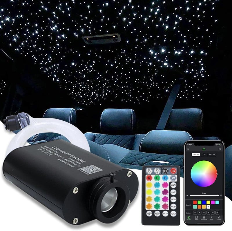 Amki 16W Fiber Optic Lights,Starlight Headliner Light Kit APP/Remote Control Sound Activated Mode for Car&Home Decoration,Optical Fiber Cable Strands (0.75mm+1mm+1.5mm) 9.8ft/3m Long 430pcs - Image 1