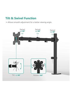 erorex Single Monitor Mount Fits 13" to 32" Computer Screen, Height Adjustable Monitor Desk Stand Holds up to 13lbs, Articulating Full Motion Monitor Arm, VESA 75x75/100x100mm, Black  - Image 5