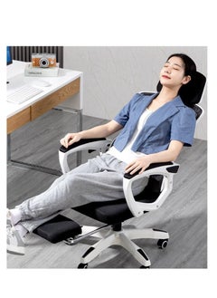 Golden Office Chair Modern Ergonomic Chair Home Executive Lumbar Support with Large Headrest Retractable Footrest（Black）  - Image 4