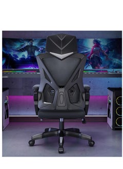 Golden Office Chair Modern Ergonomic Chair Home Executive Lumbar Support with Large Headrest Retractable Footrest（Black）  - Image 2