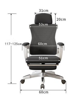 Golden Office Chair Modern Ergonomic Chair Home Executive Lumbar Support with Large Headrest Retractable Footrest（Black）  - Image 3