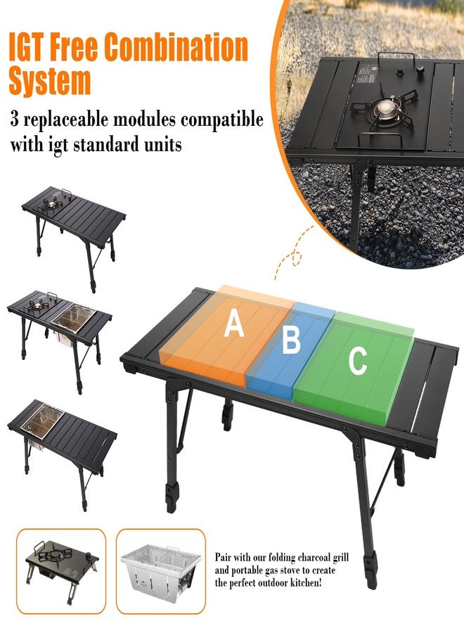GRILL FORCE Folding Camping Table, Portable Outdoor IGT Camp Table, Foldable Picnic Table, Outdoor IGT Cook System with Carry Bag, Ultralight Aluminum, Adjustable Height, for Beach, Backyard,BBQ - Image 4