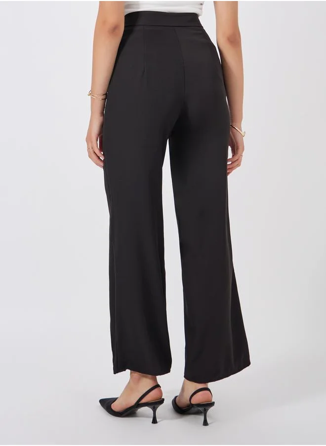 ستايلي Flowy Wide Leg Pants with Split Hem