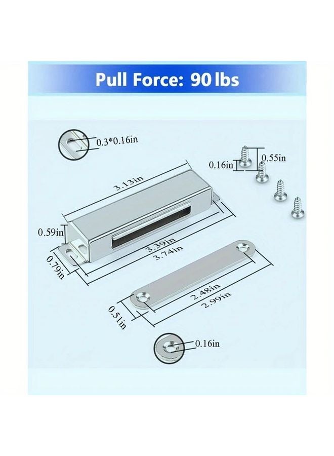 4 Pcs Silvery Door Magnet Catch 90lb High Magnetic Stainless Steel Heavy Duty Cabinet Latch For Kitchen Bathroom Closet Drawer - Image 3