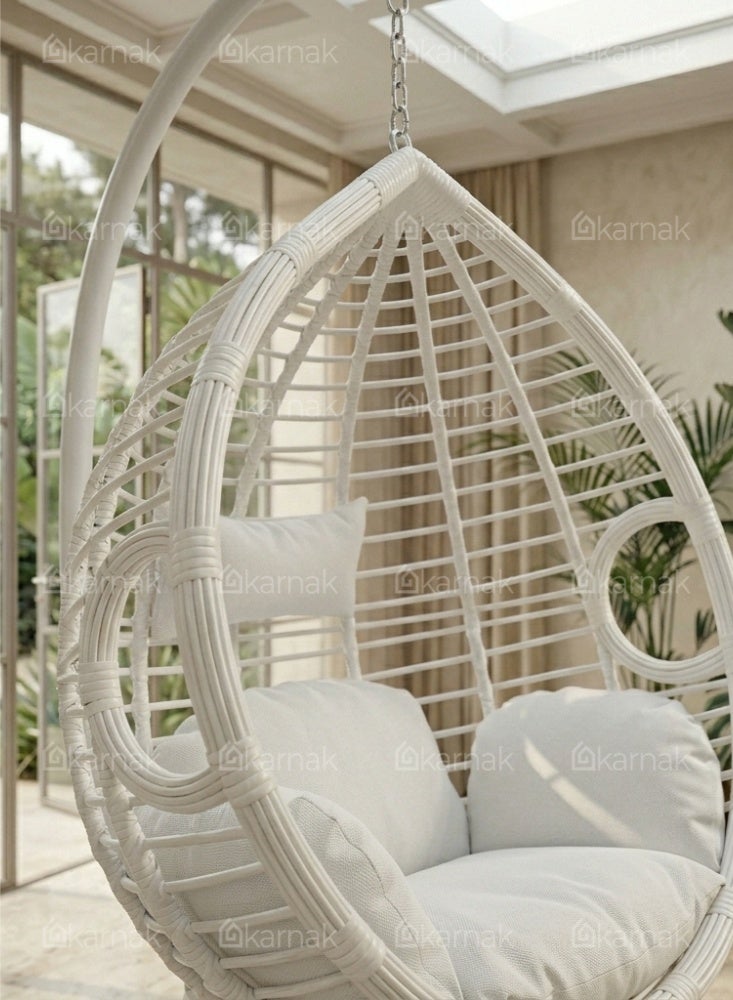 Karnak Faringham Heavy Duty Hanging Swing Chair Stand & Cushion (White) - Image 2