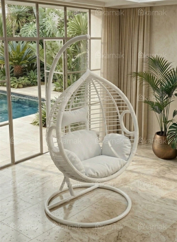 Karnak Faringham Heavy Duty Hanging Swing Chair Stand & Cushion (White) - Image 4