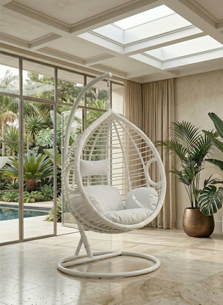 Karnak Faringham Heavy Duty Hanging Swing Chair Stand & Cushion (White) - Image 1