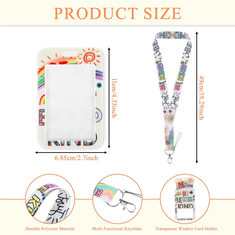 Ymapinc Cute Be Kind Rainbow Lanyard for ID Badge Autism Awareness Puzzle Piece Teacher Lanyard with ID Holder for Women Keys Girls Work School Lanyards for Kids Teens Card Name - Image 2