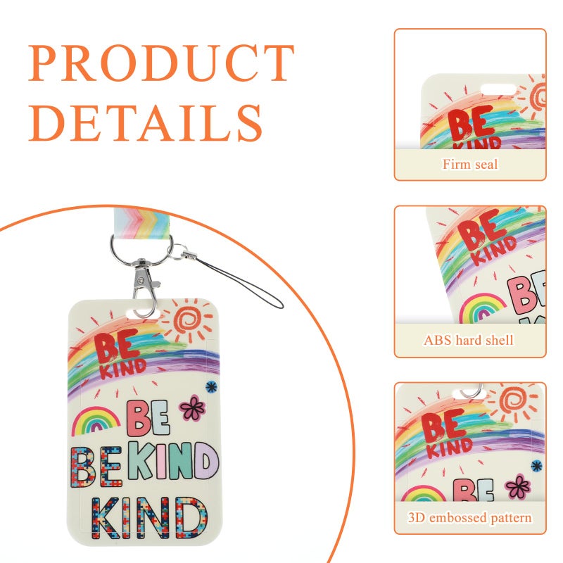 Ymapinc Cute Be Kind Rainbow Lanyard for ID Badge Autism Awareness Puzzle Piece Teacher Lanyard with ID Holder for Women Keys Girls Work School Lanyards for Kids Teens Card Name - Image 3