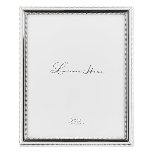 Lawrence Frames إطارات لورانس 510780 8x10 إطار صور معدني بلون فضي مع حواف مزخرفة دقيقة - Image 1