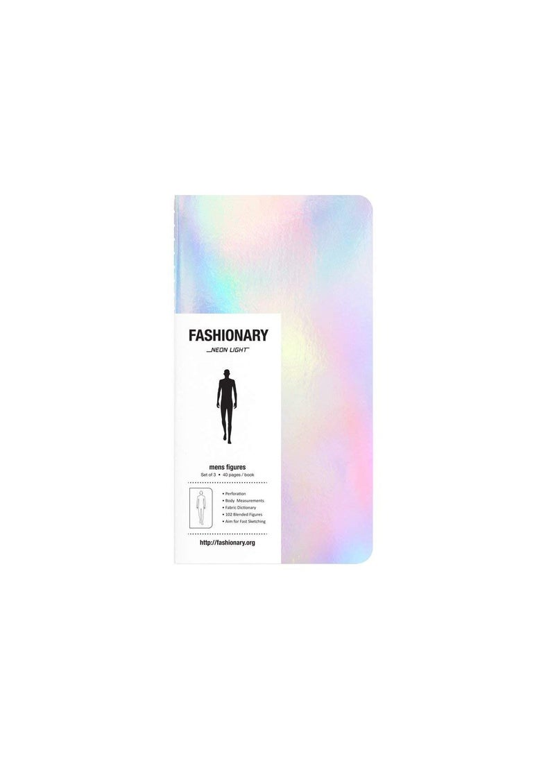 Fashionary Mini Neon Light Mens Sketchbook A6 Set of 3 