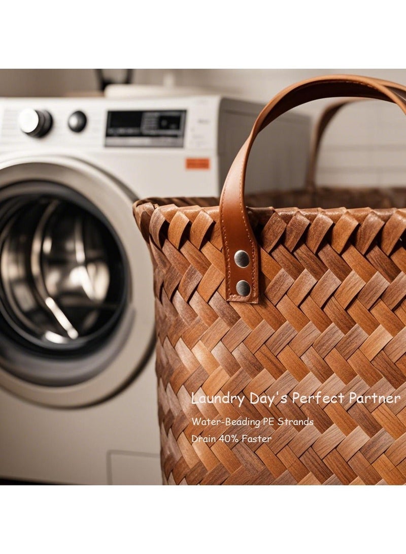 moon-life1 38cm × 26cm × 24cm oversized bamboo storage basket, woven cube storage box with handles, square storage basket, suitable for blankets, clothing, toys, laundry collection and wardrobe organisation. - Image 4