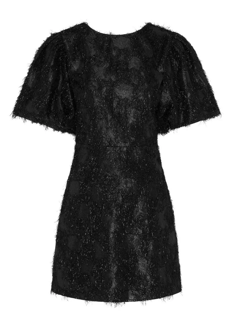Needs No Label  Black Fluffy Puff Sleeve Mini Dress for Women | Best Price UAE