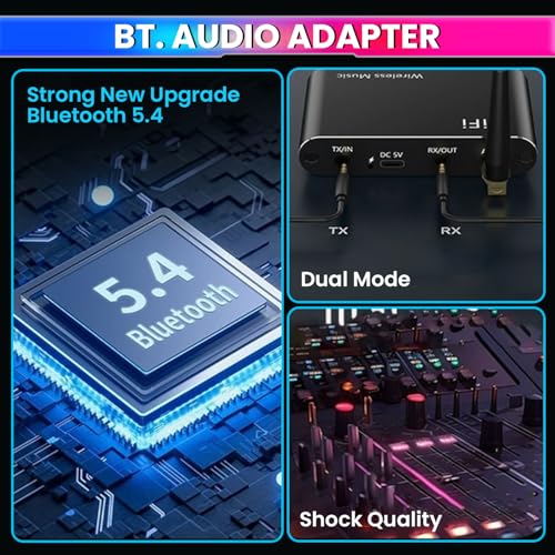 amiciSound Bluetooth 5.4 Receiver Transmitter with Mic and Remote Control, aptX-Adaptive aptX-LL Wireless Audio Adapter for TV, Airplane, Home Stereo, Car with 3.5mm Aux Jack, Dual Connection - Image 4