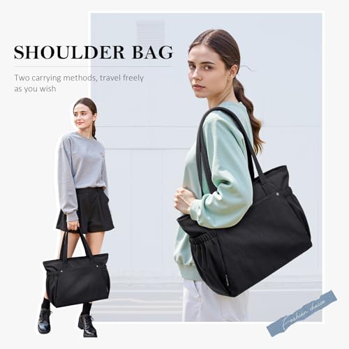 GOLF QUALITY Tote Bag for Women, Work Bags with Zipper Computer Laptop Handbag with Compartments for Travel, Daily,Fit 14Inch,Black - Image 2