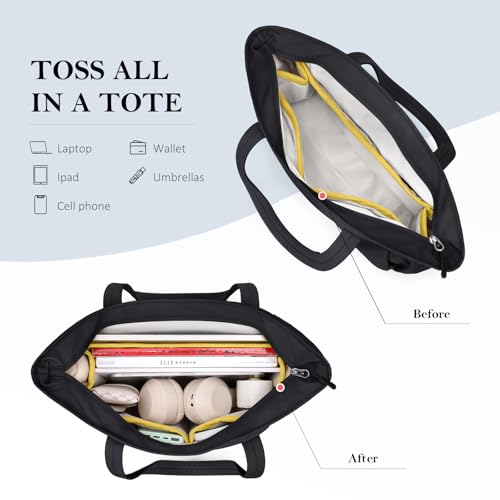 GOLF QUALITY Tote Bag for Women, Work Bags with Zipper Computer Laptop Handbag with Compartments for Travel, Daily,Fit 14Inch,Black - Image 3