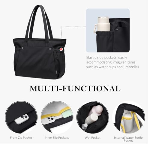 GOLF QUALITY Tote Bag for Women, Work Bags with Zipper Computer Laptop Handbag with Compartments for Travel, Daily,Fit 14Inch,Black - Image 5