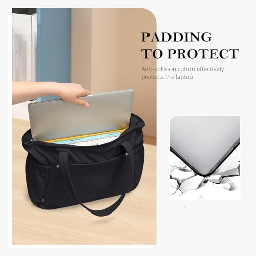 GOLF QUALITY Tote Bag for Women, Work Bags with Zipper Computer Laptop Handbag with Compartments for Travel, Daily,Fit 14Inch,Black - Image 4