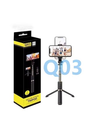 3-in-1 Monopod Selfie Stick Multi-Function Wireless Bluetooth Selfie Stick with Remote Shutter – 360° Rotating, Extendable & Foldable Handheld Tripod Stand – 3-Axis Gimbal Style Stabilizer for Smartphones & Mobile Vlogging