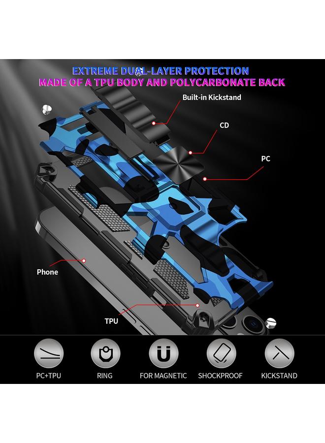 Zaboon Case For iPhone 13 Camouflage Armor Kickstand TPU + PC Magnetic Phone Case - Image 3