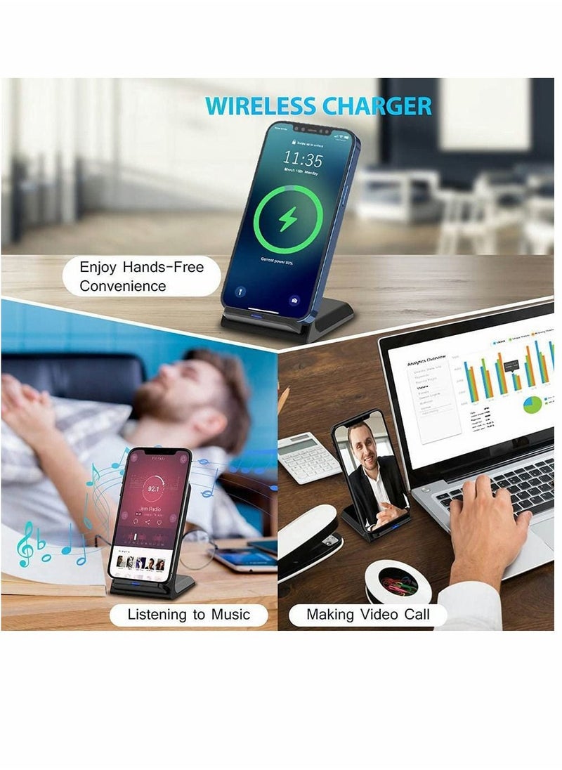 SYOSI 20W Fast Wireless Charging Stand, Compatible with Apple iPhone 12 13 11/11 12 13 Pro/X/XR/XS/8 Upright 15W Wireless Charge Docks, for Samsung Galaxy S22/S21/S20/S9/Note 20 10 9  - Image 2