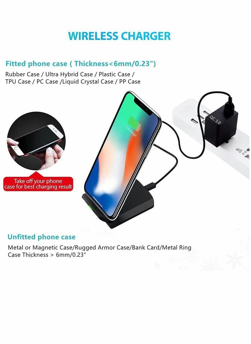 20W Fast Wireless Charging Stand, Compatible with Apple iPhone 12 13 11/11 12 13 Pro/X/XR/XS/8 Upright 15W Wireless Charge Docks, for Samsung Galaxy S22/S21/S20/S9/Note 20 10 9