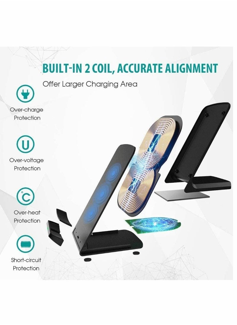20W Fast Wireless Charging Stand, Compatible with Apple iPhone 12 13 11/11 12 13 Pro/X/XR/XS/8 Upright 15W Wireless Charge Docks, for Samsung Galaxy S22/S21/S20/S9/Note 20 10 9