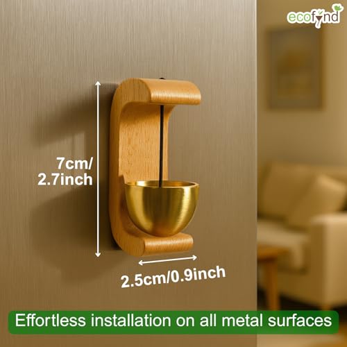 ecofynd 1 Pack Wooden Door Chime with Brass Bell, Self-Adhesive Magnetic Dopamine Door Bell For Home, Shop, Office, Restaurant, Store & Housewarming Gift, Decorative Vintage Wall Mount Serene Acoustic - Image 2