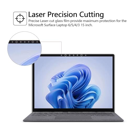 Megoo Screen Protector for Microsoft Surface Laptop 6/5/4/3 (15 inch), Tempered Glass/Anti Shatter/Anti scratch/Smudge Resistant/HD Clear, Support Surface Pen - Image 2