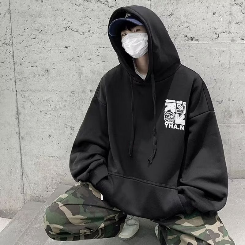 Plus Size Fleece Hoodie Mens Autumn Winter Casual Loose Coat White fleece-lined  - Image 2